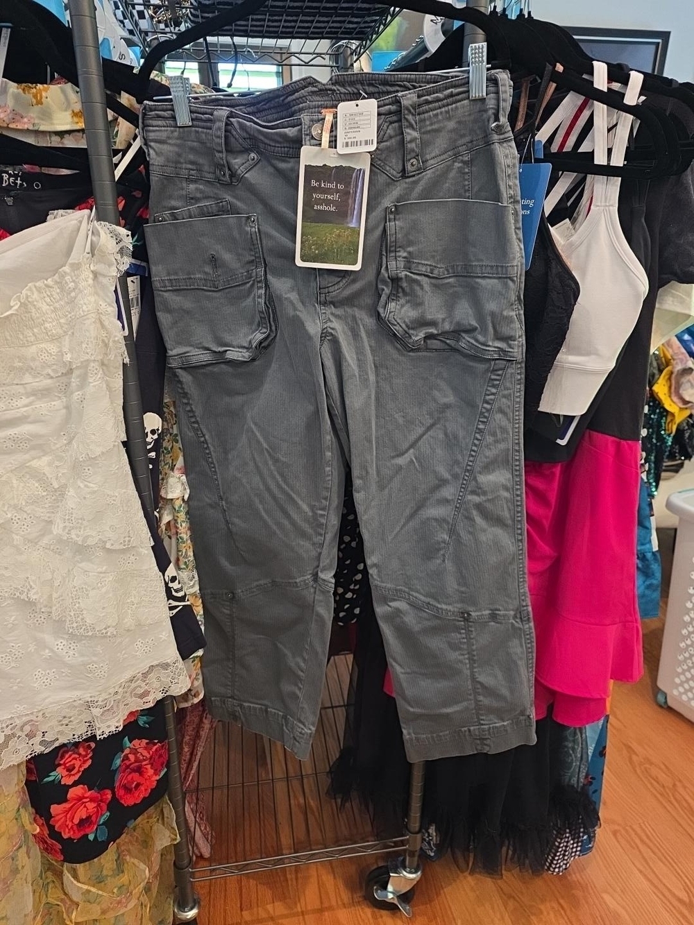 Free People Gray Cargo Jeans